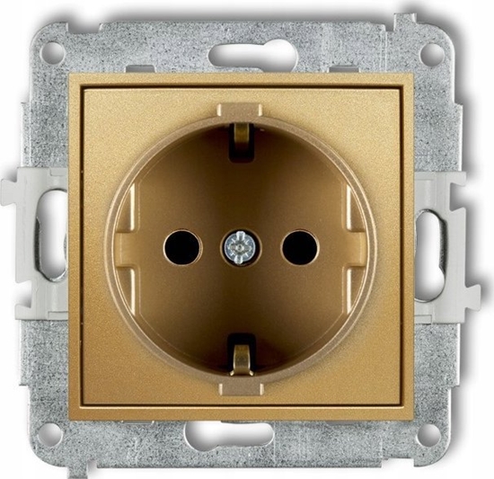 Picture of Karlik Gniazdo pojedyncze Karlik Mini 29MGP-1sp z uziemieniem SCHUKO 2P+Z przesony torów prdowych zoty