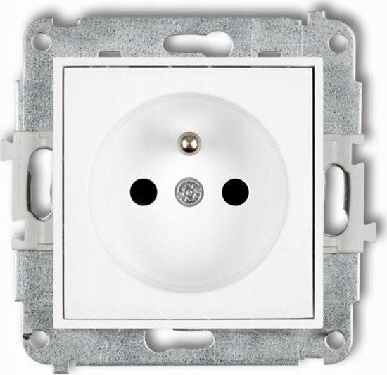 Picture of Karlik Gniazdo pojedyncze z uziemieniem Karlik Icon IGP-1zp 2P+Z przesony torów prdowych biae