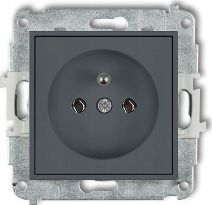 Picture of Karlik Mechanizm gniazda Karlik Mini 28MGP-1Z podtynkowe pojedyncze z uziemieniem bez przeson torów prdowych grafitowy mat