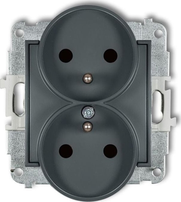 Picture of Karlik MINI Gniazdo podwójne z/u z przesonami grafitowy mat 28MGPR-2zp