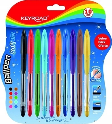 Picture of Keyroad Dugopis klasyczny KEYROAD ball pen soft jet, 0,7mm, 1 0szt., blister, mix kolorów