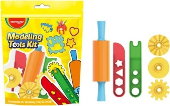 Picture of Keyroad Zestaw narzdzi do ciastoliny KEYROAD, waek, noyk, 3 kóka do cicia, zawieszka, mix kolorów
