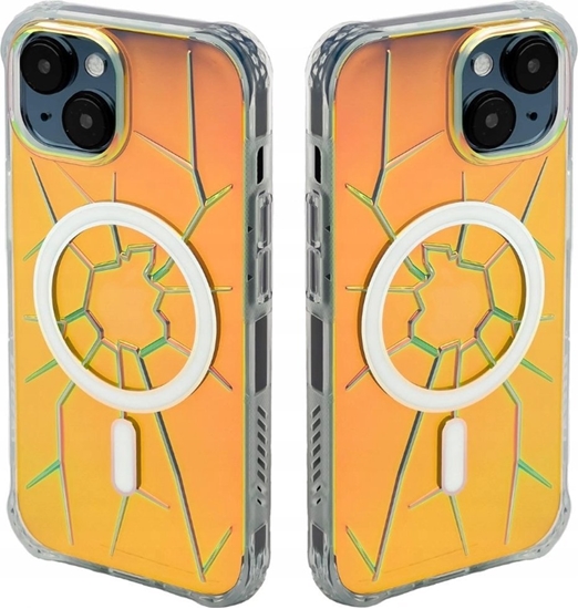Изображение Kingxbar Etui silikonowe MagSafe Kingxbar PQY Crack Series do iPhone 15 - holograficzne