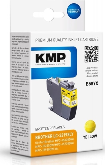 Picture of KMP B58YX ink cartridge yellow comp. with Brother LC-3219XLY