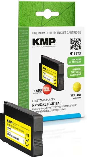 Picture of KMP H166YX ink cartridge yellow compatible with HP F6U18AE