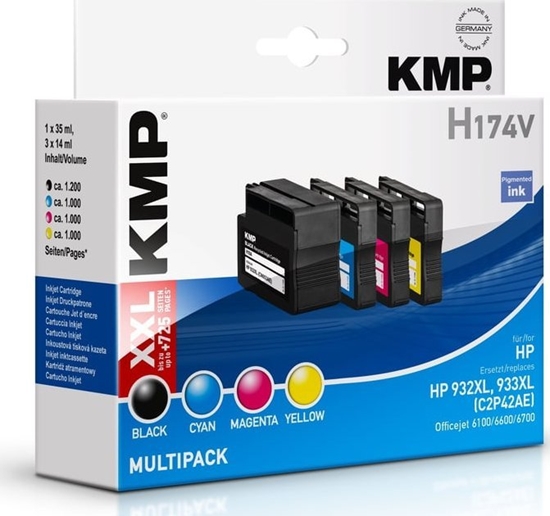 Picture of KMP H174V Multipack BK/C/M/Y comp. with HP C2P42AE 932/933 XL