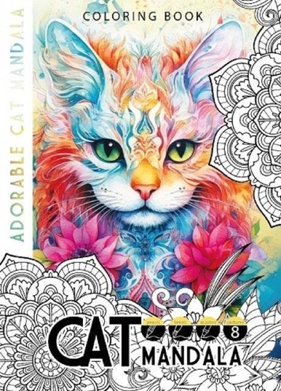 Изображение Fresh Kolorowanka A4 8 obrazków Cat mandala Koty