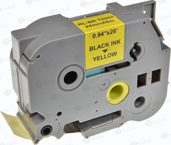 Picture of Kompatybilny tama do drukarek etykiet, dla Brother, TZE-651, czarny druk/óty podkad, laminowane, 8m, 24mm