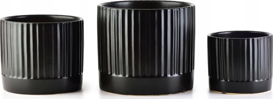 Picture of Komplet 3 Osonek Czarny Mat Paski XL 18xh16cm L 15xh13cm M12xh10cm