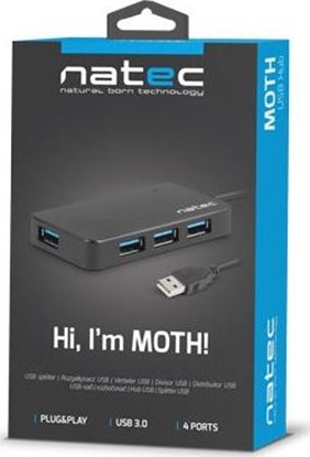 Attēls no Koncentrator USB 4 porty Moth USB 3.0 czarny 