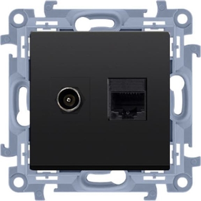 Attēls no Kontakt-Simon Gniazdo antenowe Kontakt-Simon Simon 10 CASFRJ455.01/49 typu "F" + RJ45 kat.5e modu czarny mat