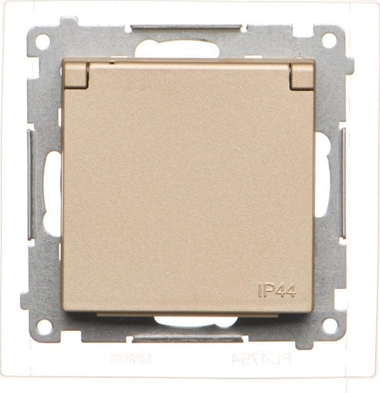 Picture of Kontakt-Simon Gniazdo Schuko Kontakt-Simon 55 TGSZ1BCZ.01/144 do wersji IP44 z przesonami z uszczelk ramki modu 16 A, 250V~, szybkozcza szampaski mat