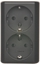 Изображение Kontakt-Simon Gniazdo Shucko Kontakt Simon 54 EGSZ2NZ/49 podwójne natynkowe z przesonami torów prdowych wersja skandynawska 16A, 250V~, zaciski rubowe czarne