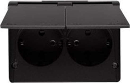 Picture of Kontakt-Simon Gniazdo Shucko Kontakt Simon 54 EGSZ2NZB/49 podwójne natynkowe bryzgoszczelne IP44 z przesonami wersja skandynawska 16A, 250V~, zaciski rubowe czarne