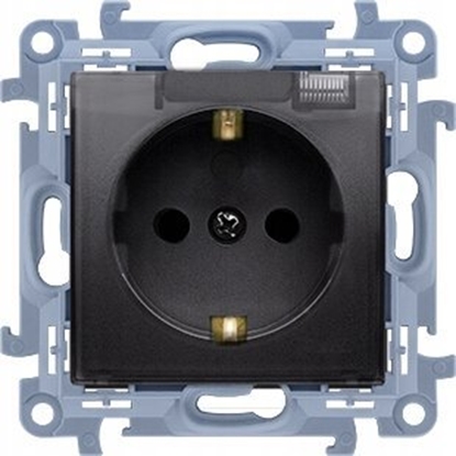 Picture of Kontakt-Simon Gniazdo wtyczkowe Kontakt-Simon Simon 10 CGSZ1B.01/49 Schuko do wersji IP44 z uszczelk - klapka w kolorze pokrywy modu 16A, 250V~, zaciski rubowe czarny mat