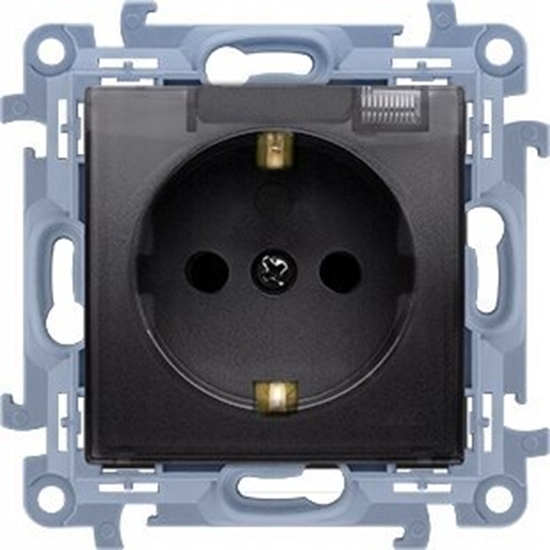 Picture of Kontakt-Simon Gniazdo wtyczkowe Kontakt-Simon Simon 10 CGSZ1B.01/49 Schuko do wersji IP44 z uszczelk - klapka w kolorze pokrywy modu 16A, 250V~, zaciski rubowe czarny mat