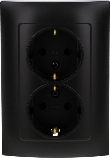 Изображение Kontakt-Simon Gniazdo wtyczkowe Kontakt-Simon Simon 10 CGSZ2/49 Schuko podwójne 16A, 250V~, zaciski rubowe czarny mat