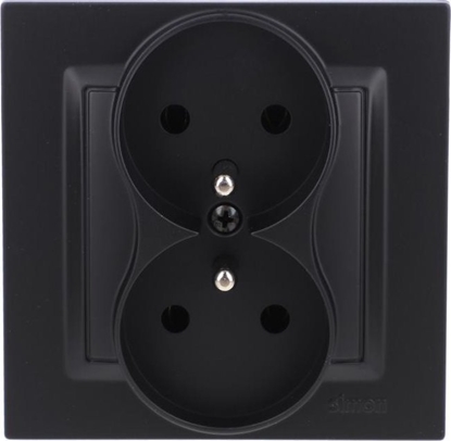 Picture of Kontakt-Simon Gniazdo wtyczkowe Kontakt-Simon Simon 10 CGZ2/49 z uziemieniem podwójne, monoblok, 16A, 250V~, zaciski rubowe, kompletne - nie do ramek czarny mat