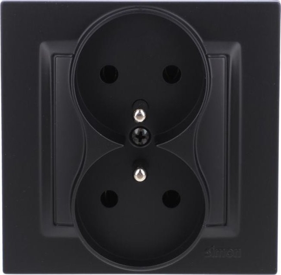 Picture of Kontakt-Simon Gniazdo wtyczkowe Kontakt-Simon Simon 10 CGZ2/49 z uziemieniem podwójne, monoblok, 16A, 250V~, zaciski rubowe, kompletne - nie do ramek czarny mat