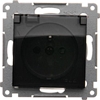 Picture of Kontakt-Simon Simon 54 Gniazdo do wersji IP44 z usz. (modu) 16A 250V klapka transparentna czarny mat usz. do ramek S54 PREMIUM DGZ1BZ.01/49A