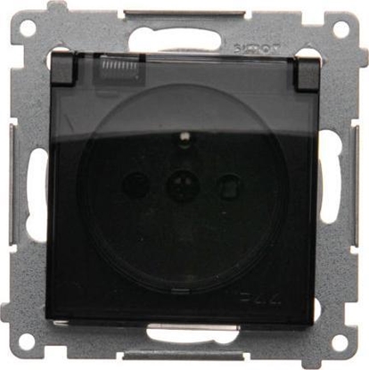Picture of Kontakt-Simon Simon 54 Gniazdo do wersji IP44 z usz. (modu) 16A 250V klapka transparentna czarny mat usz. do ramek S54 PREMIUM DGZ1BZ.01/49A