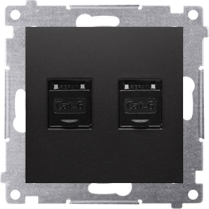Picture of Kontakt-Simon Simon 54 Gniazdo komputerowe podwójne RJ45 kategoria 6 z przeson przeciwkurzow (modu) czarny mat D62.01/49