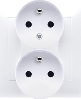 Picture of Kontakt-Simon Simon 54 Gniazdo podwójne z/u z funkcj niezmiennoci faz z przesonami 16A 250V biay do puszki fi 68mm DGZ2TZ/11