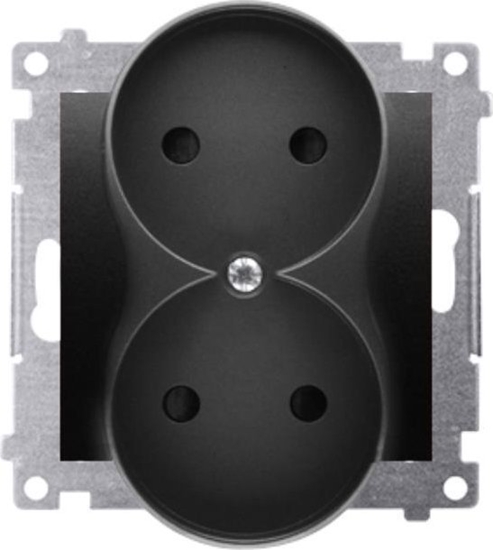 Picture of Kontakt-Simon Simon 54 Gniazdo wtyczkowe b/u z przes. podwójne (modu) 16A 250V zaciski rub. czarny mat do ramek S54 PREMIUM DG2MZ.01/49