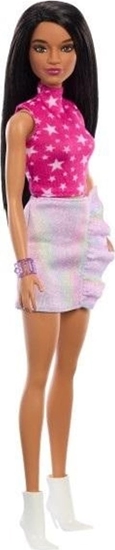Picture of Lalka Barbie Mattel Barbie Fashionistas Lalka #215 z róow koszulk w gwiazdki (HRH13)