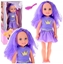 Attēls no Lalka W Sukience z Koron Dugie Wosy Fioletowa Szczotka 38cm LEAN Toys