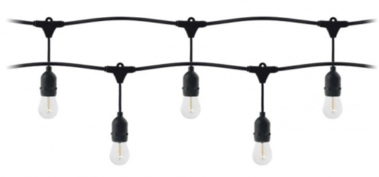 Picture of Lampu virtene 10 metri, IP44, melna + 10 LED spuldzes 1W E27,  3000K + 1 papildus spuldze