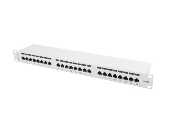 Изображение Lanberg 19" Patchpanel 1U 24-Port CAT.6 FTP geschirmt gr