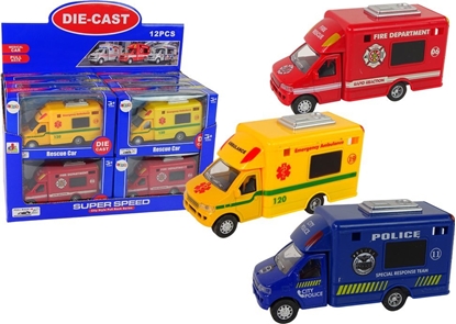 Изображение LeanToys Auto Pojazd Ratunkowy Policja Stra Poarna Napd Frykcyjny 3 Modele