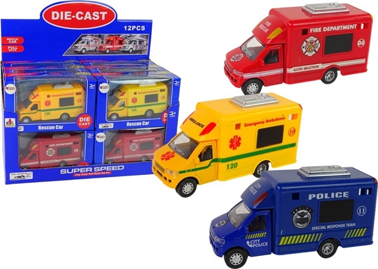 Изображение LeanToys Auto Pojazd Ratunkowy Policja Stra Poarna Napd Frykcyjny 3 Modele