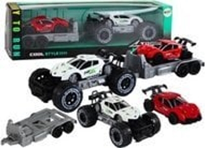 Attēls no LeanToys Auto Terenowe Biae Laweta Pojazd Sportowy Zestaw