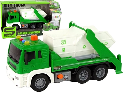 Изображение LeanToys Ciarówka mieciarka Segregowanie Zielona Napd Frykcyjny 1:16 LEAN Toys