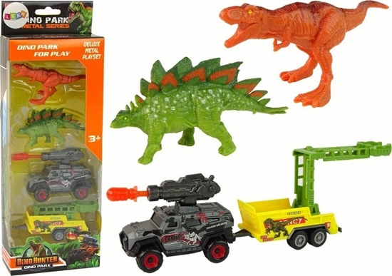 Изображение LeanToys Dinozaury Zestaw Auto Rakieta Przyczepa