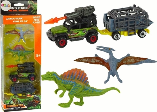Изображение LeanToys Dinozaury Zestaw Samochód Z Rakiet Przyczepa