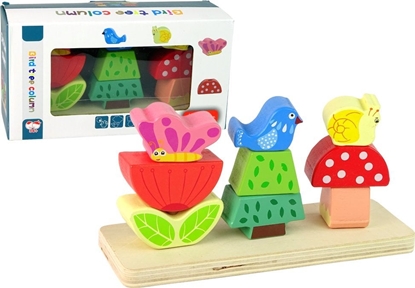 Picture of LeanToys Drewniane Klocki Ukadanka Kwiat Motyl Ptak