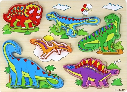Picture of LeanToys Drewniane Puzzle 3D Dla Dzieci Gra Logiczna Ukadanka Dinozaury 11 El.