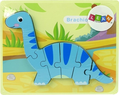 Picture of LeanToys Drewniane Puzzle Dinozaur Brachiosaur Niebieski