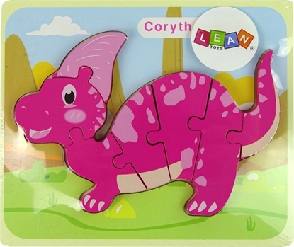 Picture of LeanToys Drewniane Puzzle Dinozaur Corythosaurus Róowy