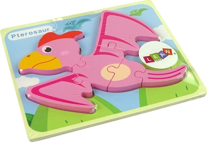 Picture of LeanToys Drewniane Puzzle Dinozaur Pterodaktyl Róowy