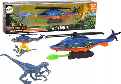 Изображение LeanToys Helikopter migowiec Park Dinozaurów Zestaw Niebieski Dino Park