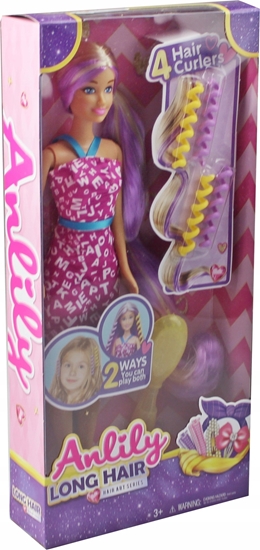 Picture of LeanToys Lalka Anlily Dugie Fioletowe Wosy Zestaw