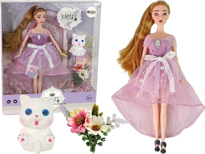 Attēls no LeanToys Lalka Dla Dzieci Emily Dugie Wosy Biay Kotek