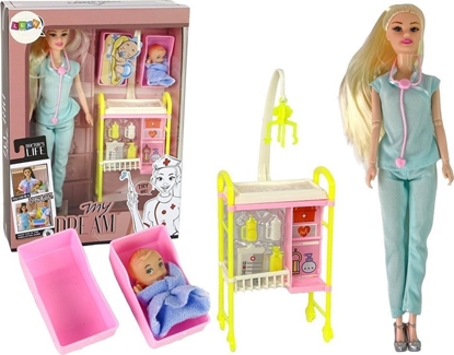 Attēls no LeanToys Lalka Dla Dzieci Lekarz Dugie Wosy Akcesoria
