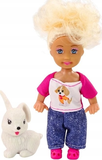 Picture of LeanToys Mini Laleczka Dugie Wosy Ubranko Kolorowe Zwierztko