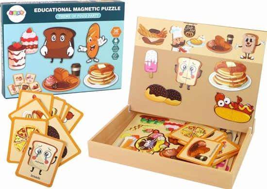 Изображение LeanToys Zestaw Edukacyjnych Puzzli Magnetycznych Motyw Jedzenia