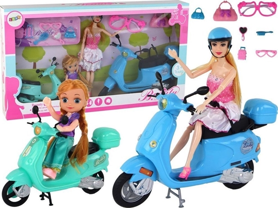 Picture of LeanToys Zestaw Lalka Z Dzieckiem Skutery Zestaw Akcesoria